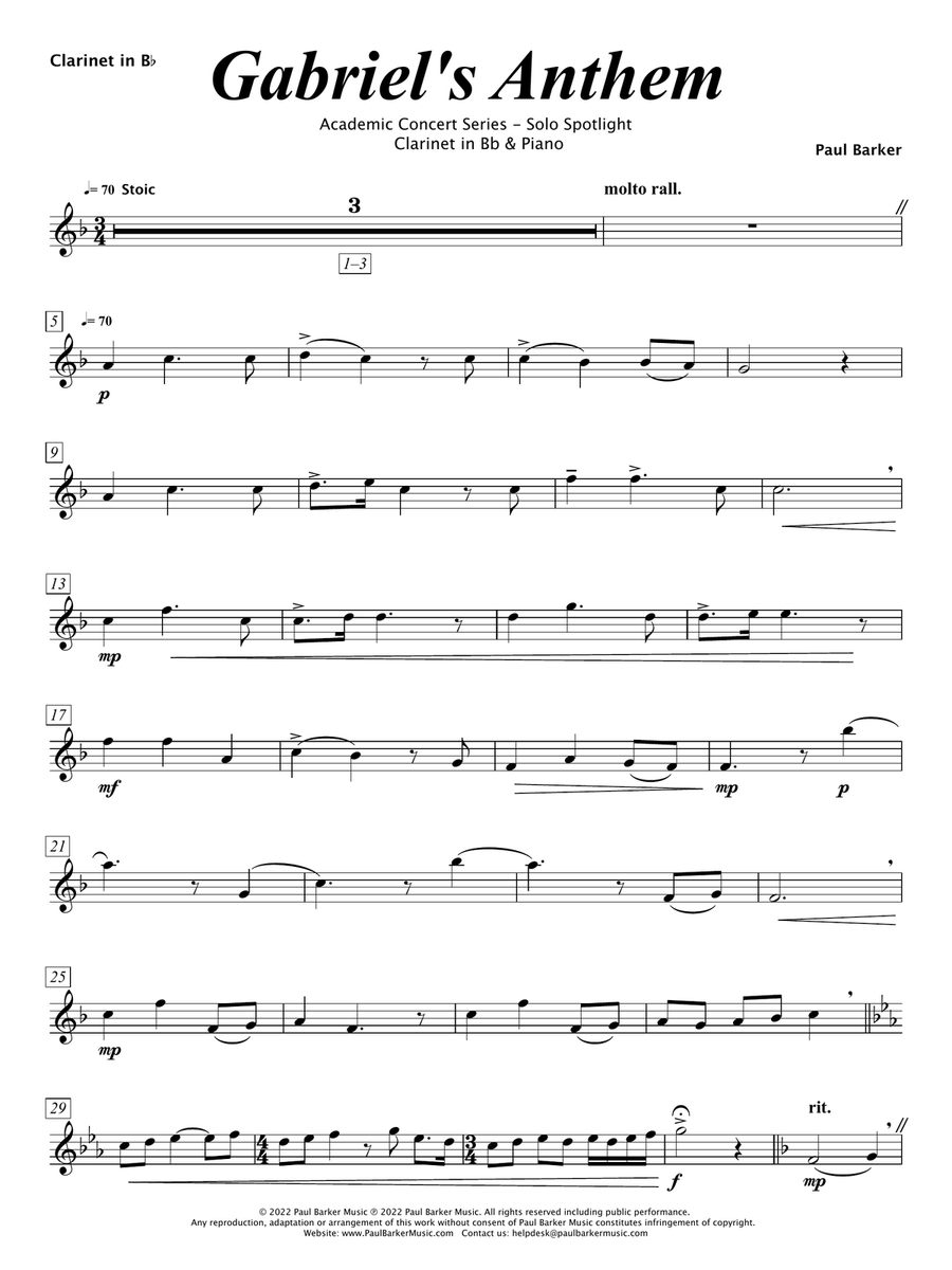 Gabriel's Anthem [Clarinet & Piano] B-Flat Clarinet scores gallery preview page 6