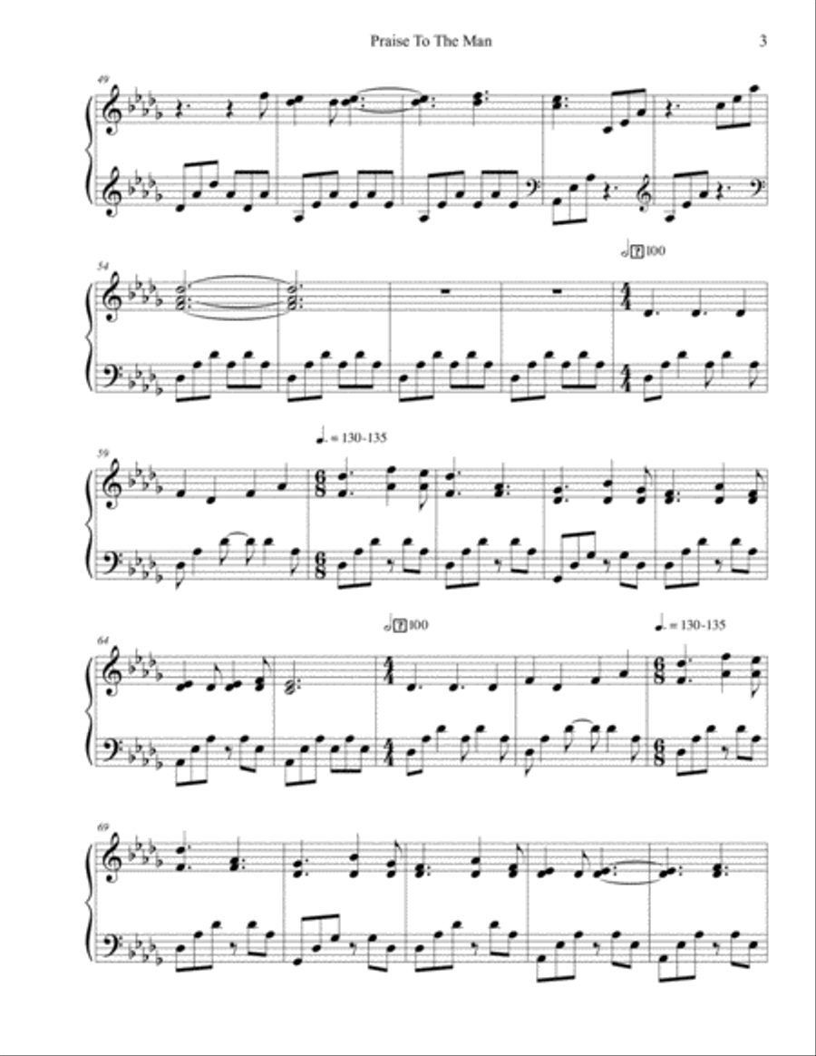 Praise to the Man Piano Solo scores gallery preview page 3