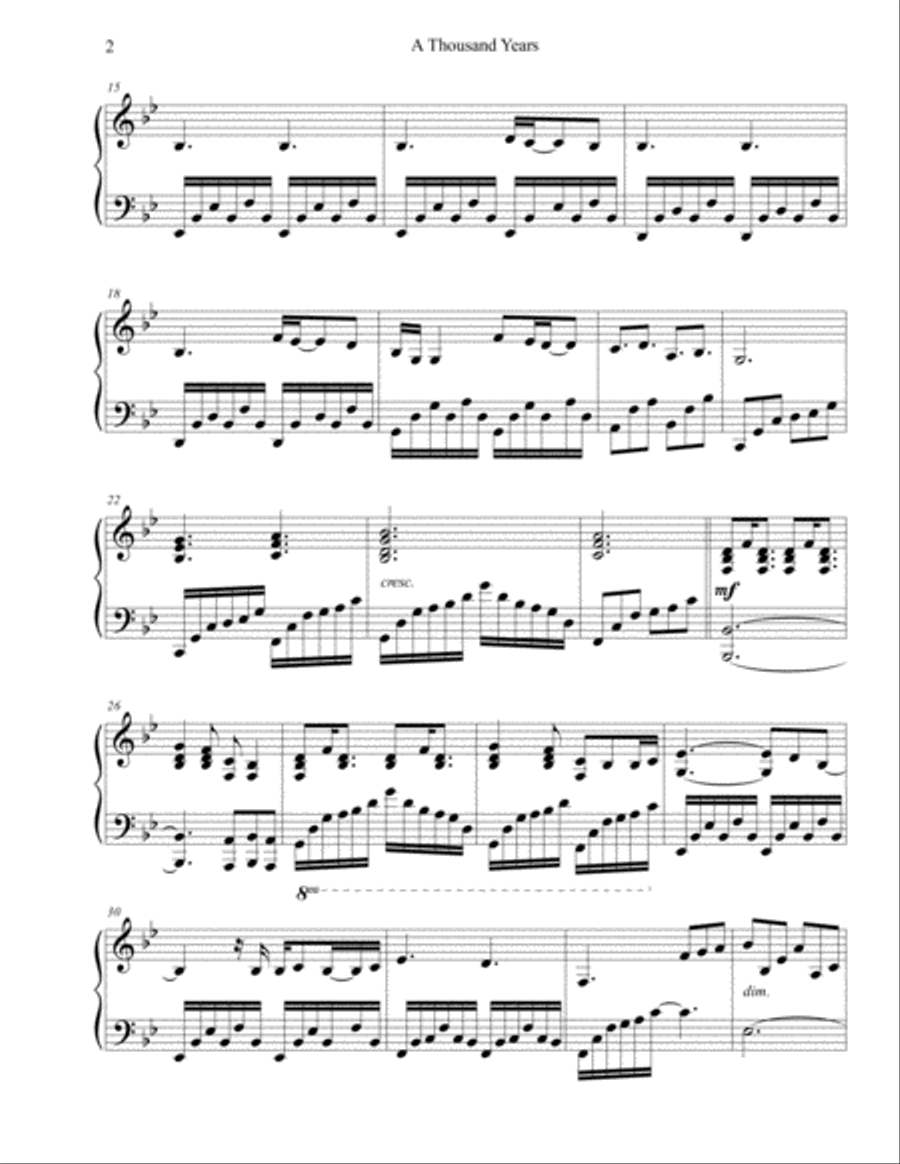 A Thousand Years A Thousand Years Piano Solo scores gallery preview page 2