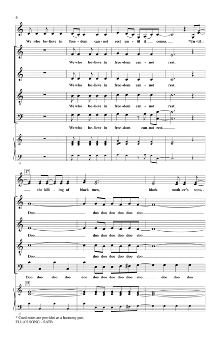 Ella's Song Ella's Song 4-Part scores gallery preview page 2