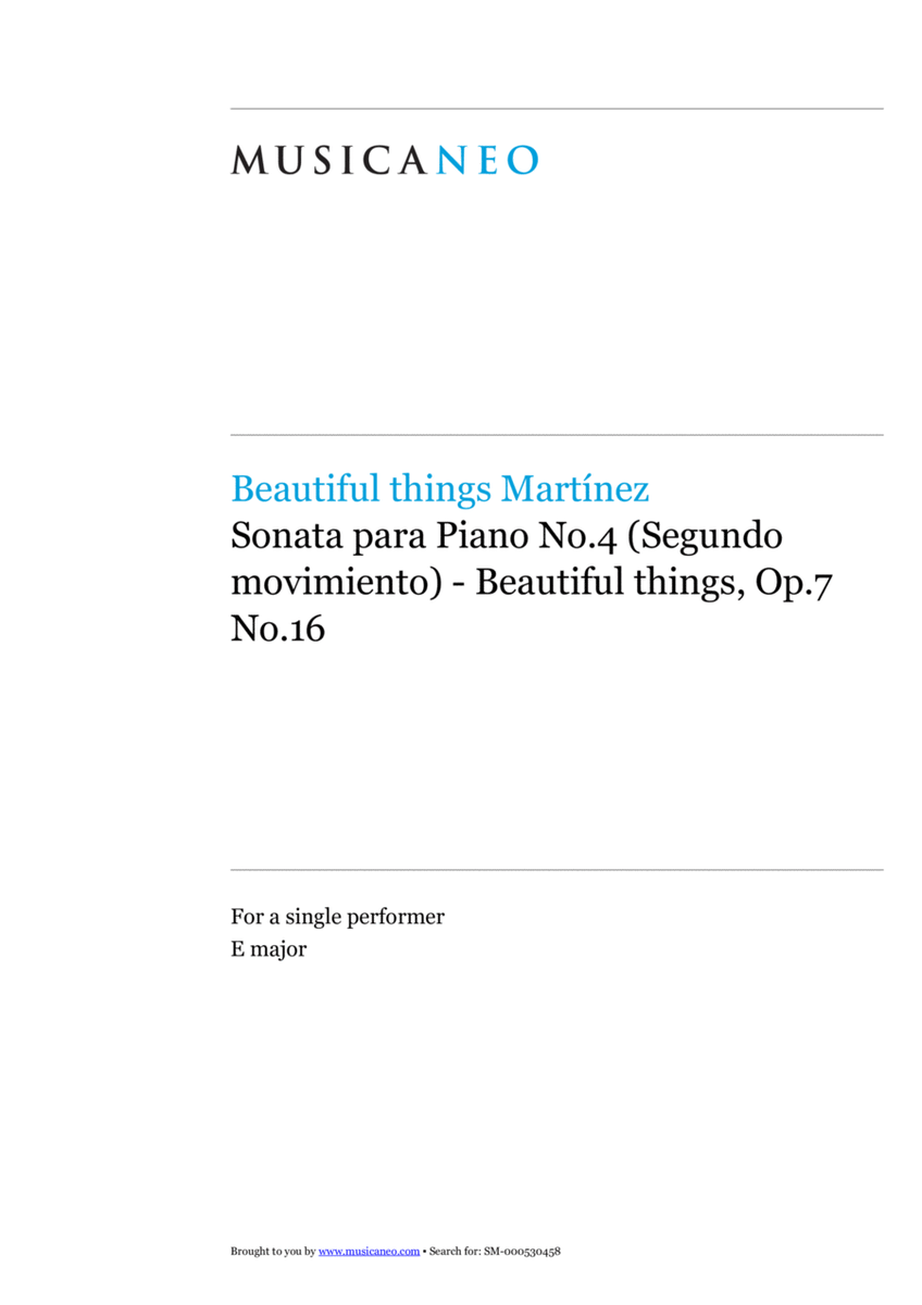 Sonata para Piano No.4 (Segundo Movimiento)-Beautiful things Op.7 No.16