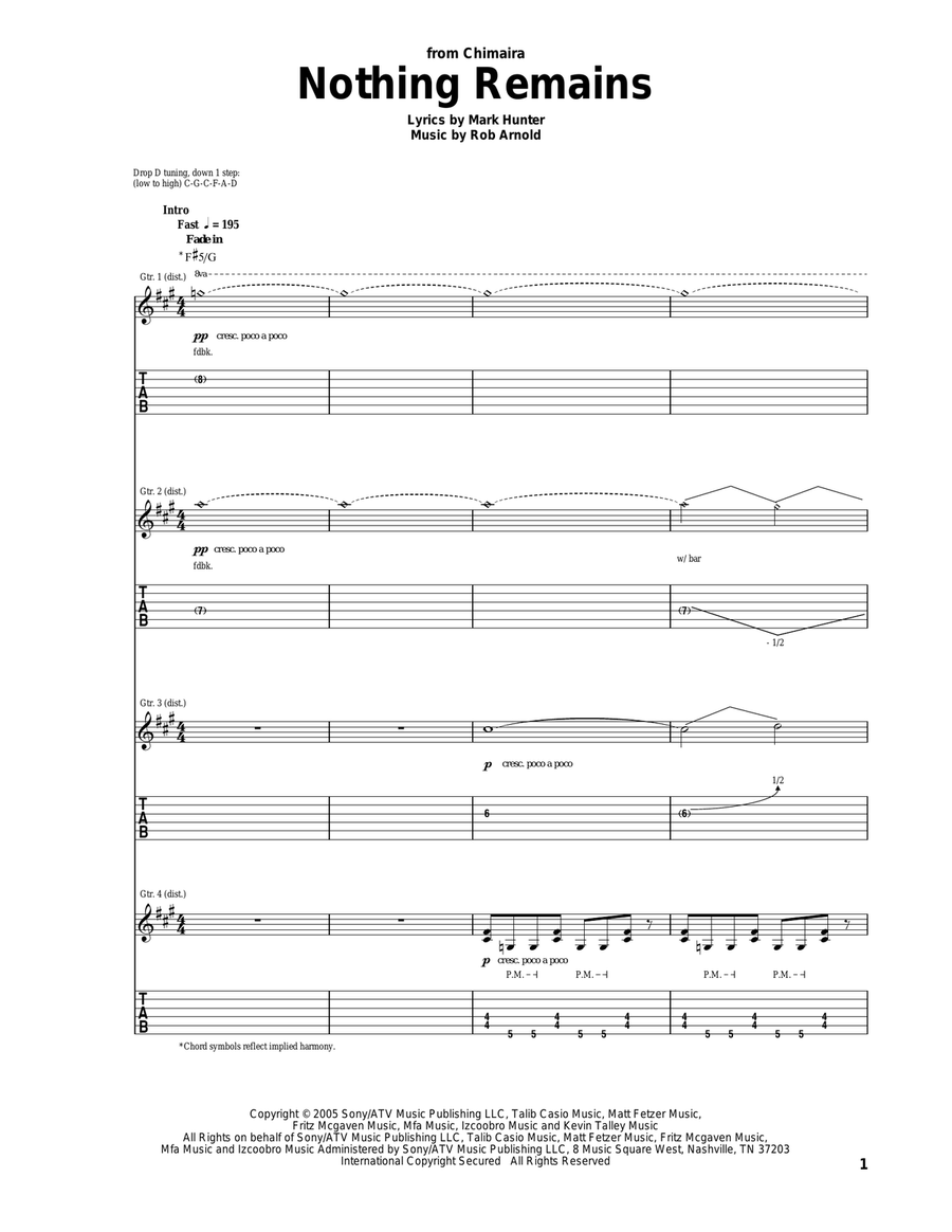 Nothing Remains Acoustic Guitar scores gallery preview page 1