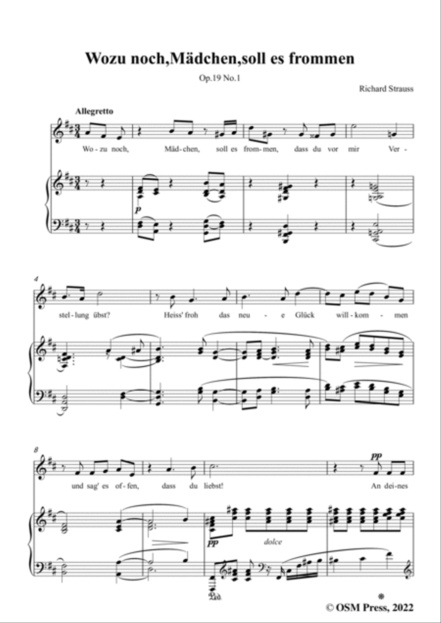 Richard Strauss-Wozu noch,Mädchen,soll es frommen,in D Major Voice scores gallery preview page 3