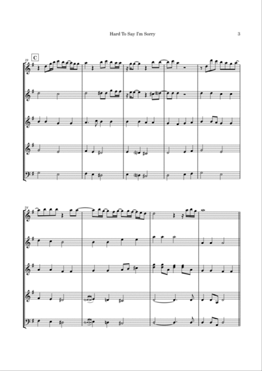 Hard To Say I'm Sorry Guitar Ensemble scores gallery preview page 6
