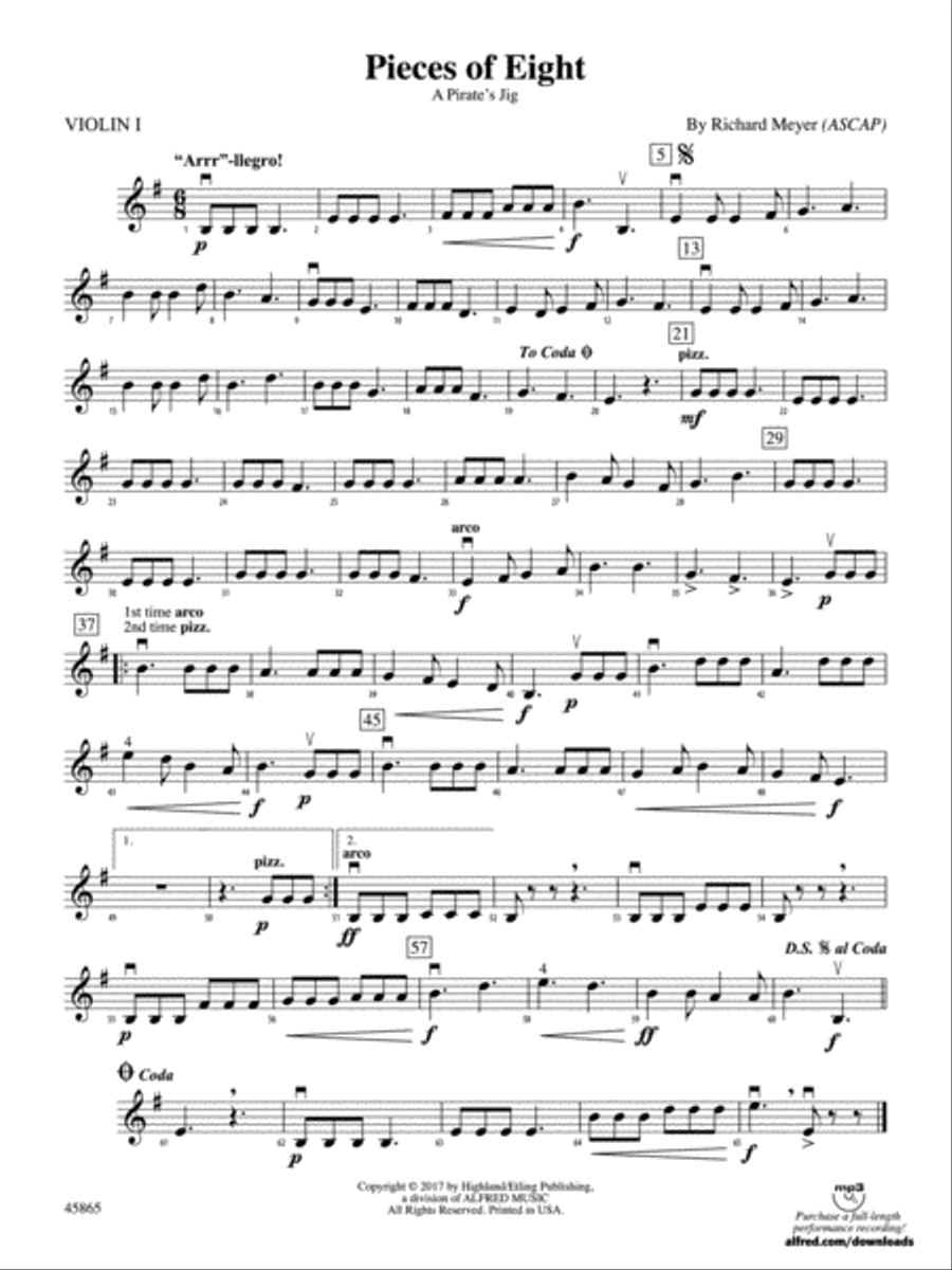 Pieces of Eight: 1st Violin - String Orchestra - Digital