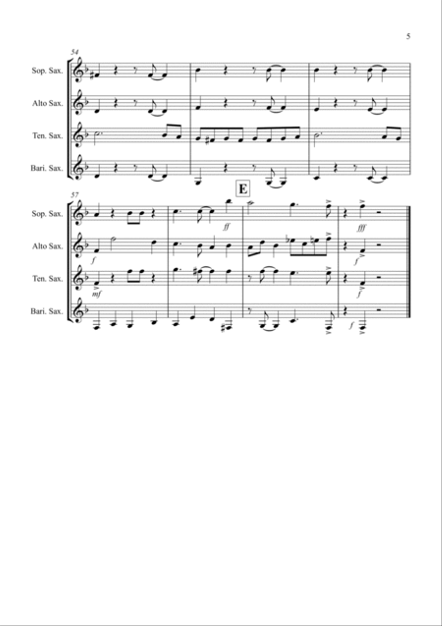Joy to the World (Jazzy Style!) for Saxophone Quartet Saxophone Quartet scores gallery preview page 5