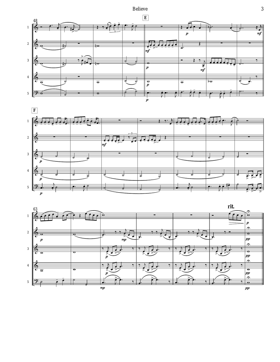 Believe Brass Quintet scores gallery preview page 4