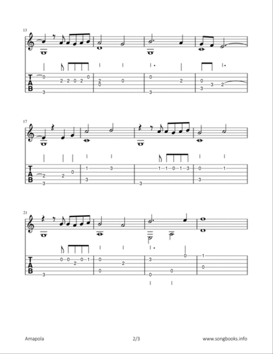 Amapola Guitar Solo scores gallery preview page 2