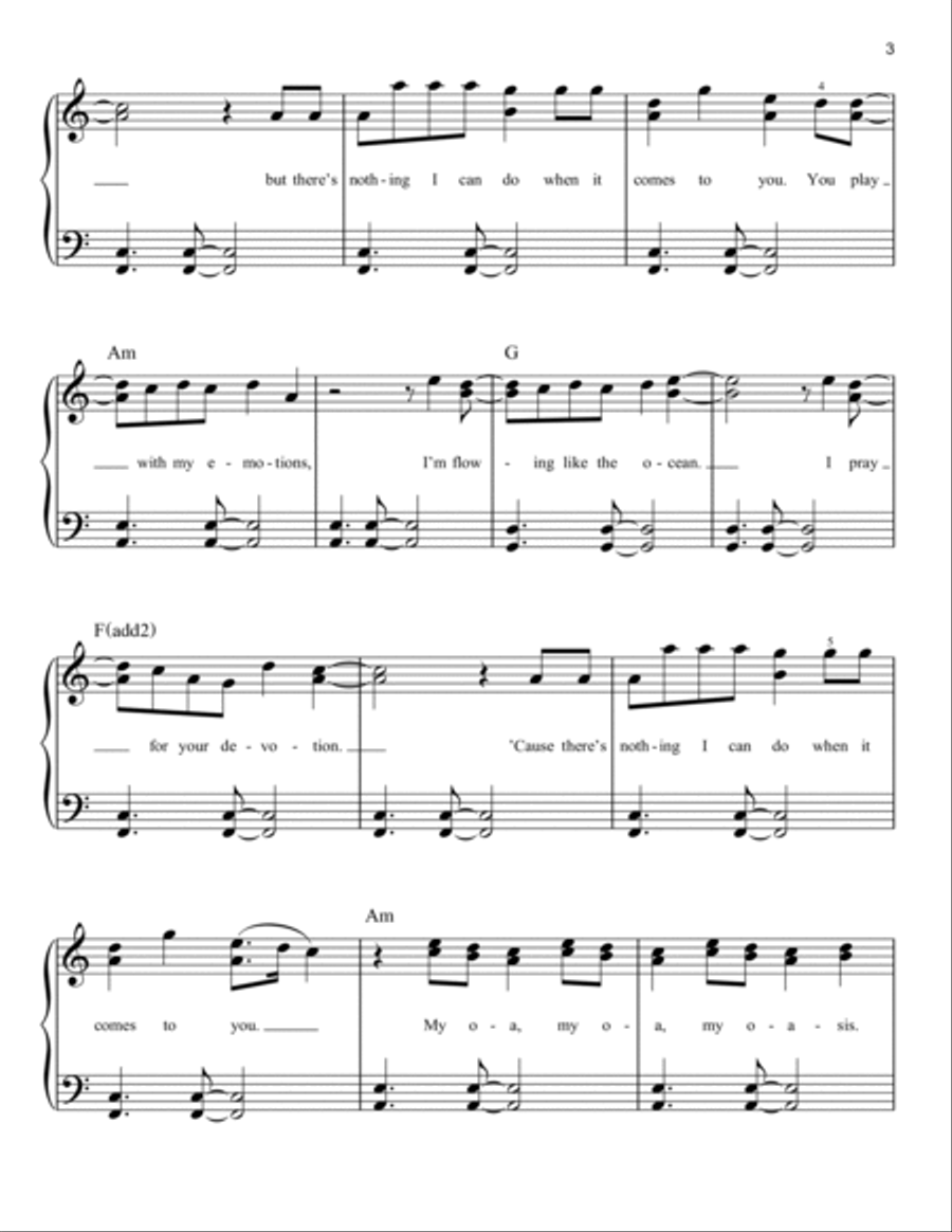 My Oasis (feat. Burna Boy) Easy Piano scores gallery preview page 3