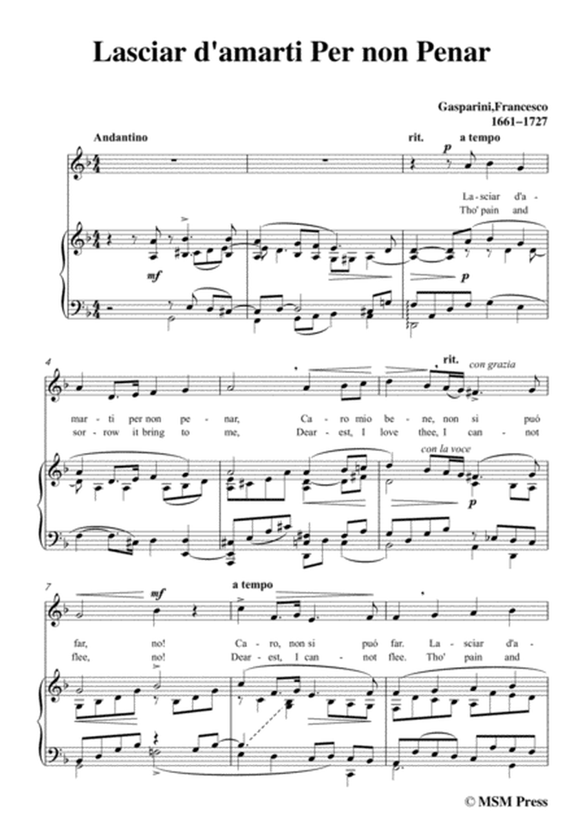Gasparini-Lasciar d'amarti Per non Penar,in d minor,for Vioce and Piano image number null