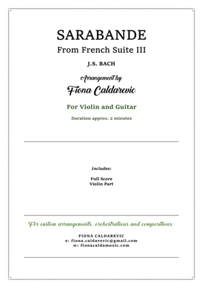 Sarabande from Bach's French Suite III - for violin and classical guitar