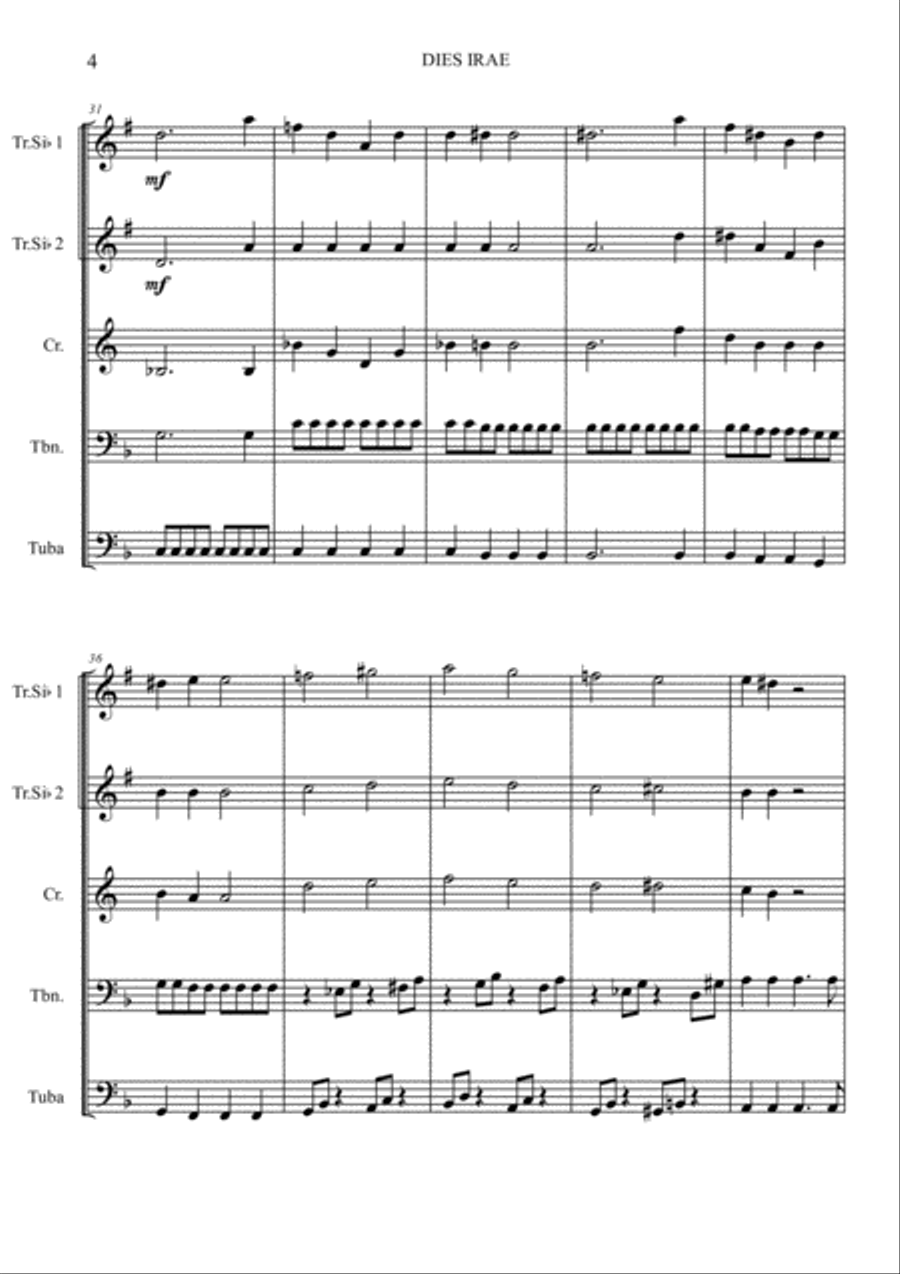 DIES IRAE from REQUIEM by W. A. Mozart Brass Ensemble scores gallery preview page 5