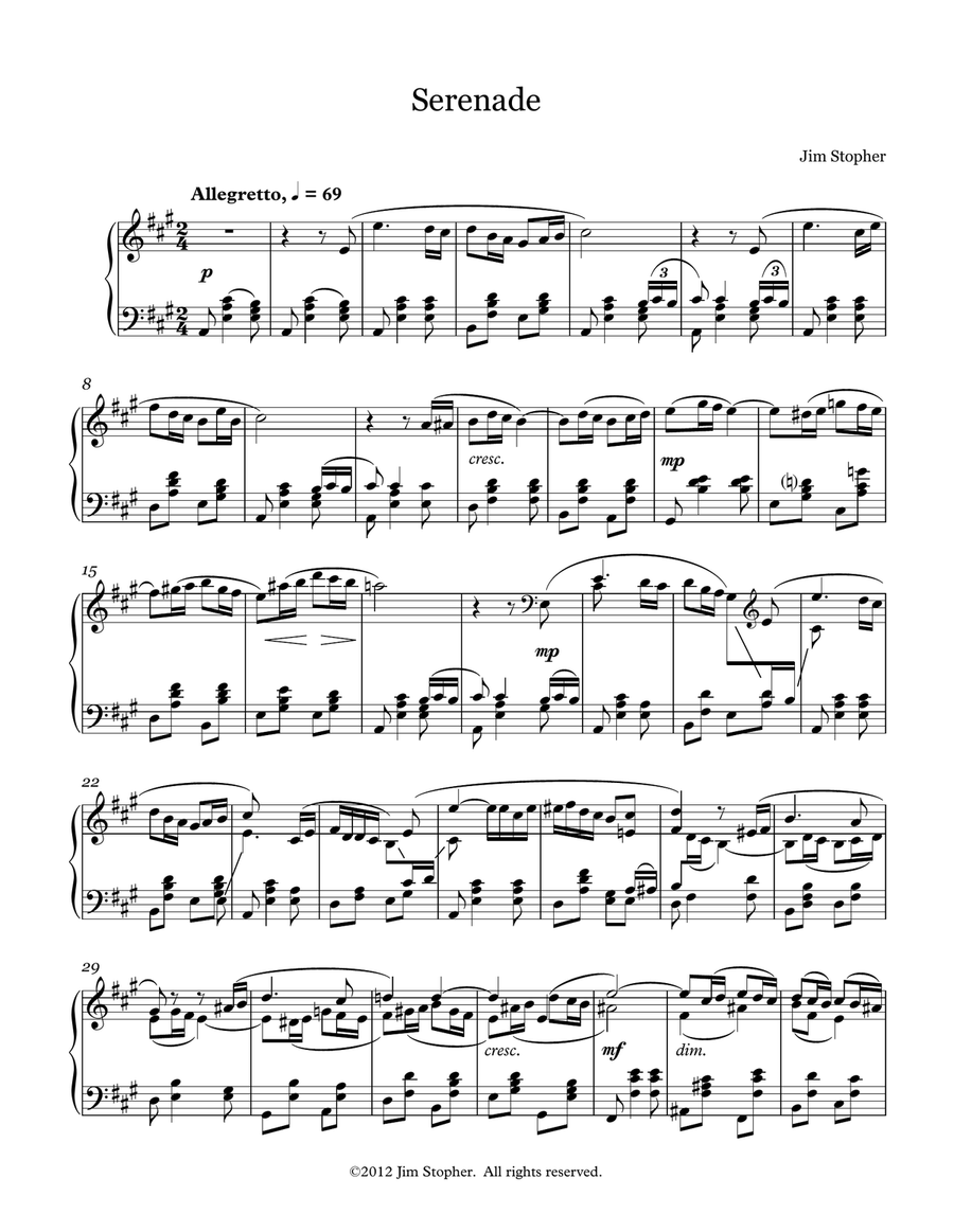 Serenade Piano Solo scores gallery preview page 1