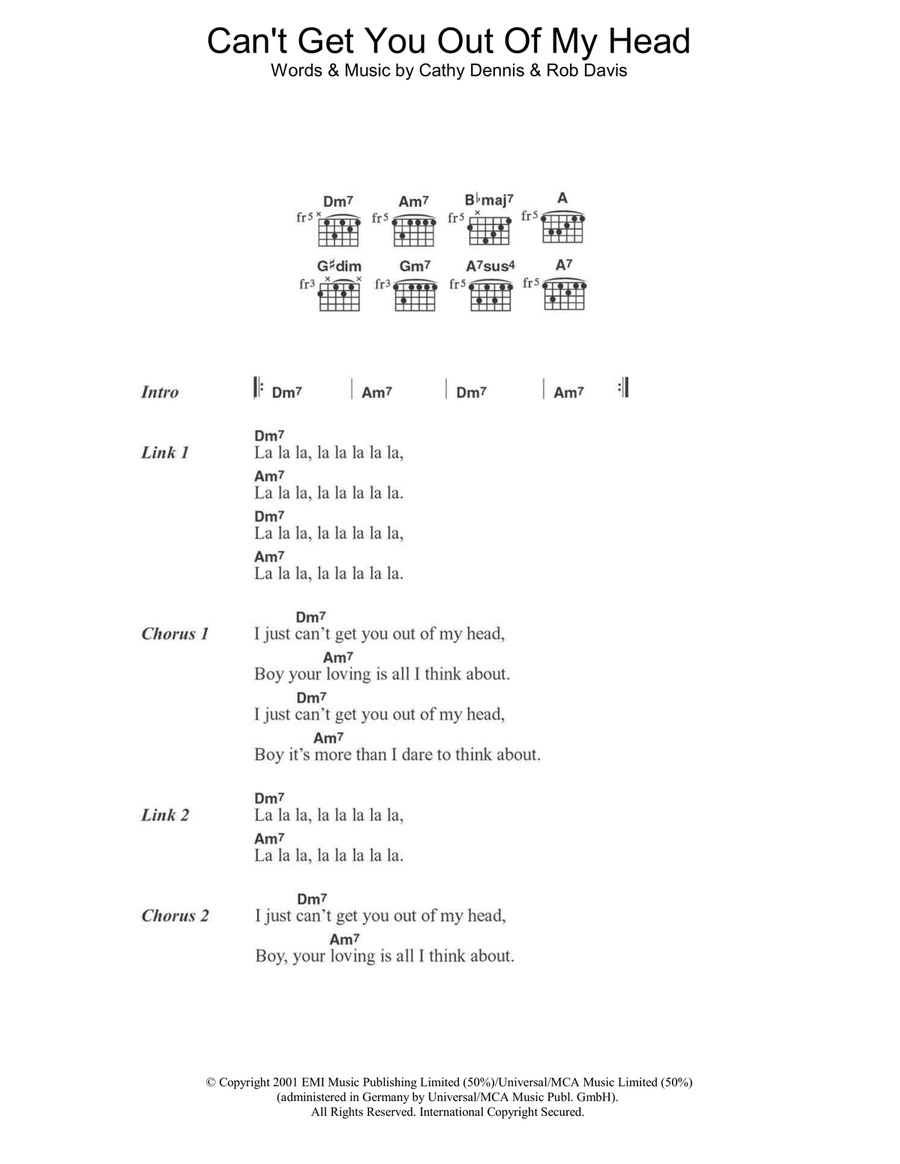 Can't Get You Out Of My Head Acoustic Guitar scores gallery preview page 1