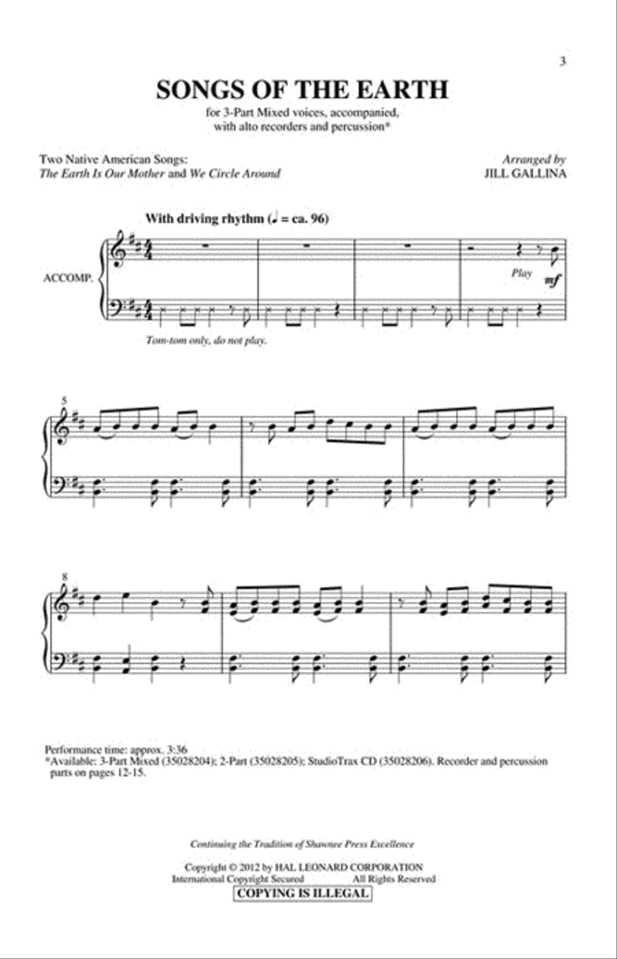 Songs of the Earth 3-Part scores gallery preview page 2