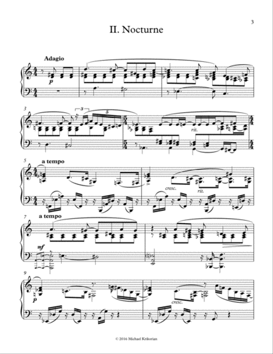 Prelude and Nocturne for LH alone Piano Solo scores gallery preview page 4