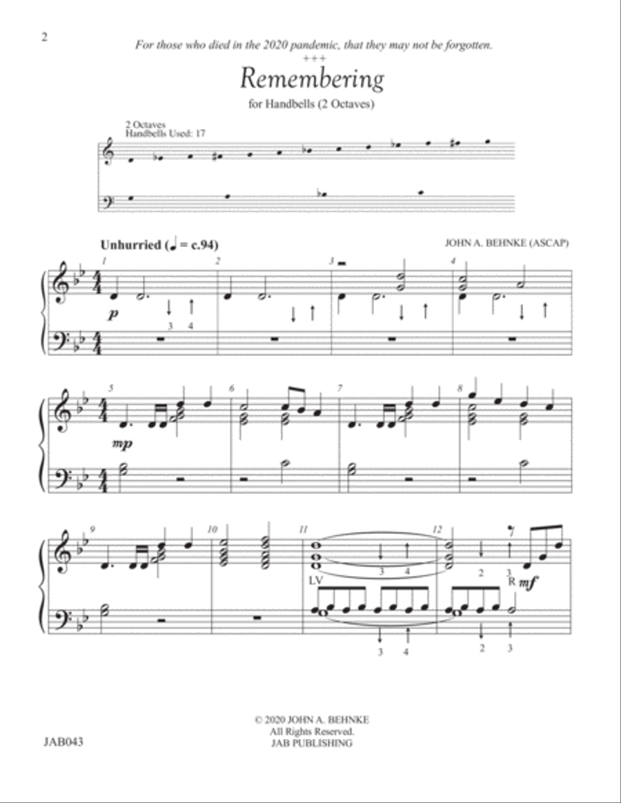 REMEMBERING (2 oct.) 2-Octaves scores gallery preview page 1