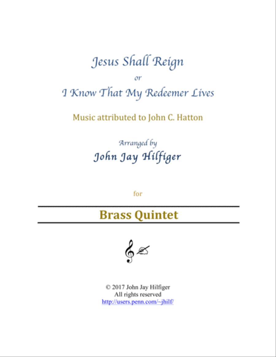 Jesus Shall Reign (Brass Quintet) Brass Quintet scores gallery preview page 1