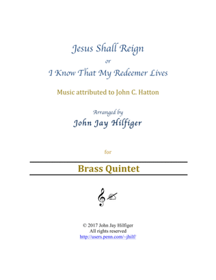 Book cover for Jesus Shall Reign (Brass Quintet)