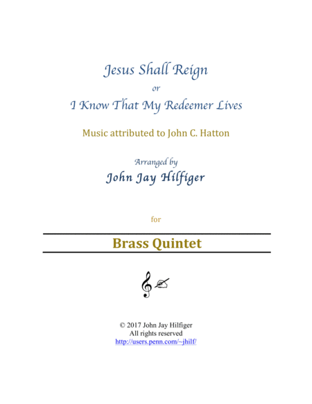 Jesus Shall Reign (Brass Quintet) image number null
