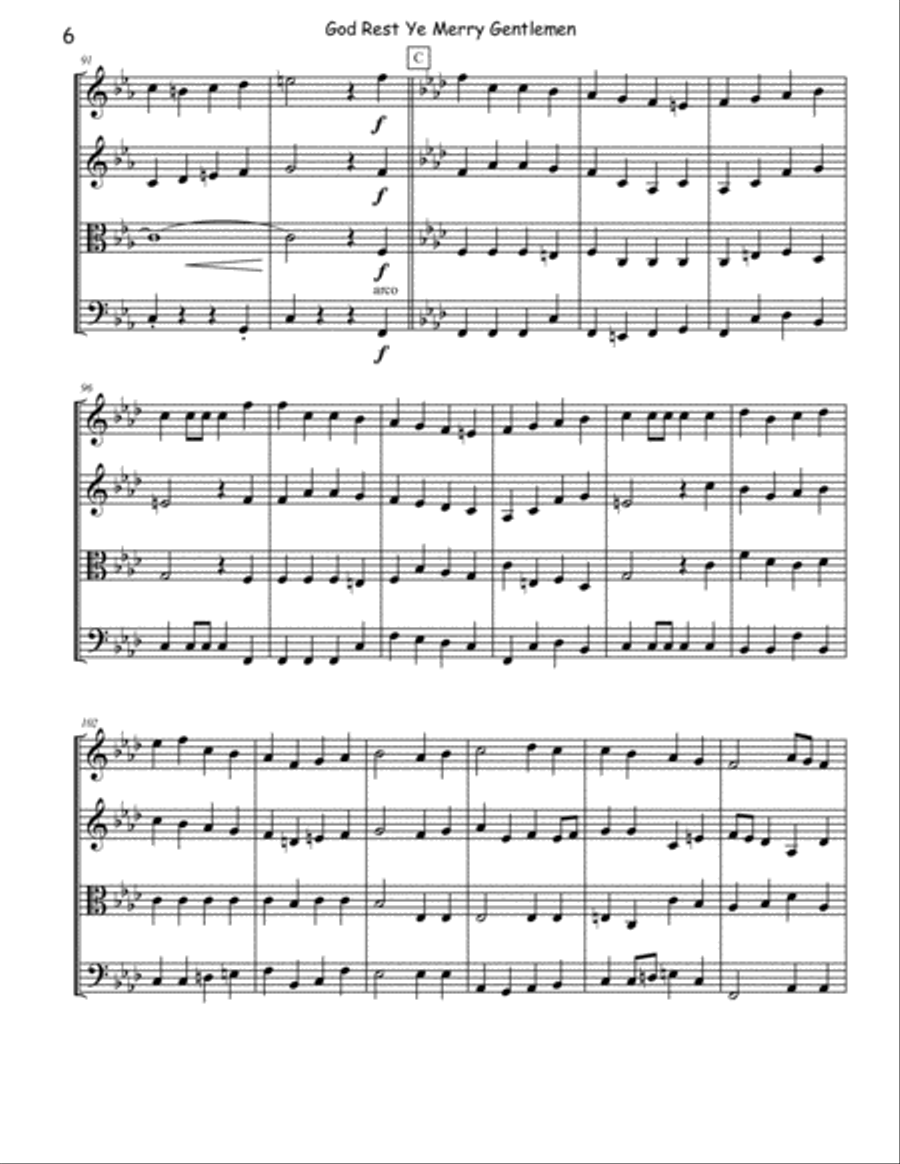 God Rest Ye Merry Gentlemen - String Quartet String Quartet scores gallery preview page 6