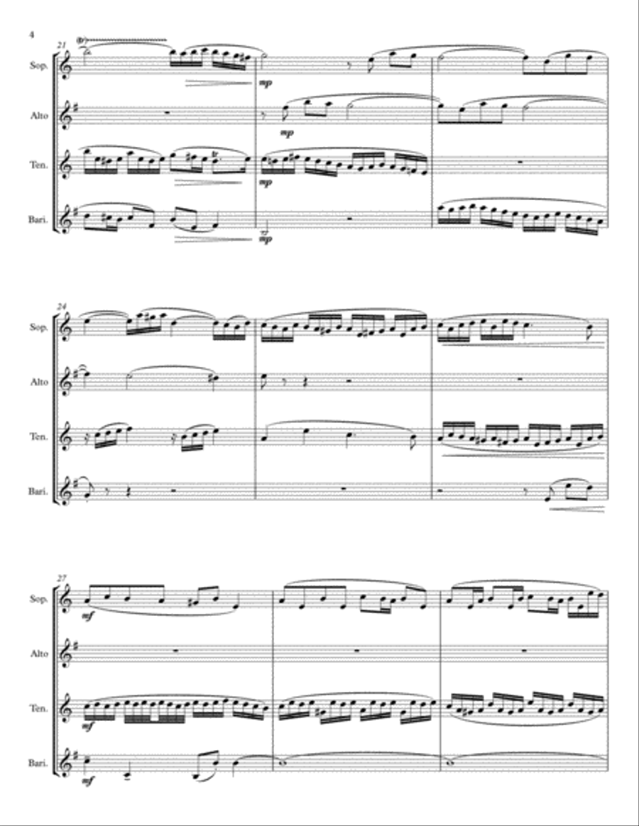 Little Fugue in G Minor, BWV 578 for Saxophone Quartet Little Fugue in G Minor, BWV 578 for Saxophone Quartet Saxophone Quartet scores gallery preview page 4