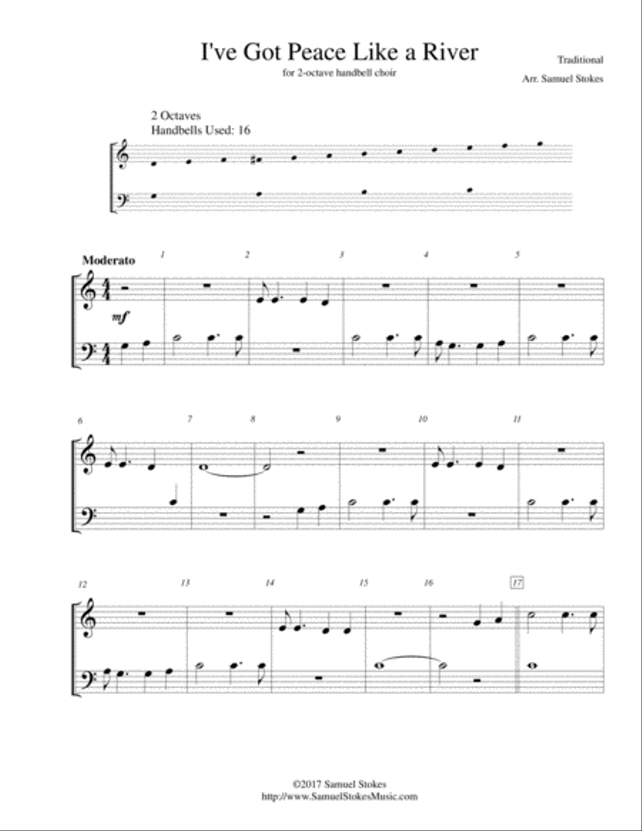 I've Got Peace Like a River - for 2-octave handbell choir 2-Octaves scores gallery preview page 1