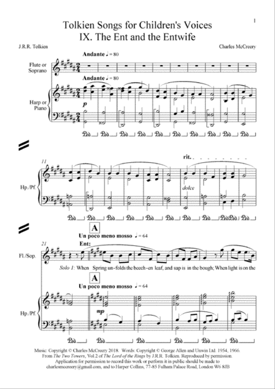 Tolkien Song: The Ent and the Entwife Small Ensemble scores gallery preview page 2