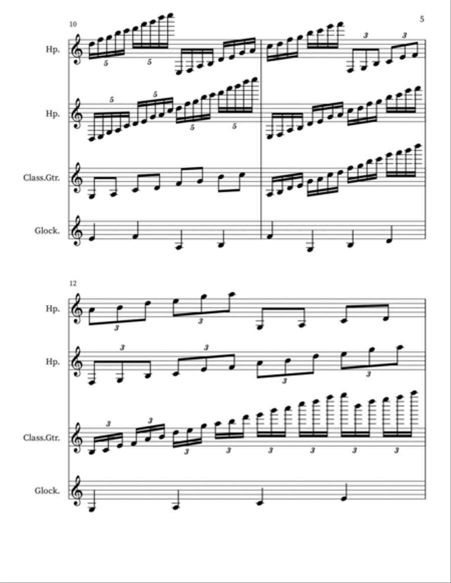 Z 112 for Harps, Classical Guitar & Glockenspiel Acoustic Guitar scores gallery preview page 5