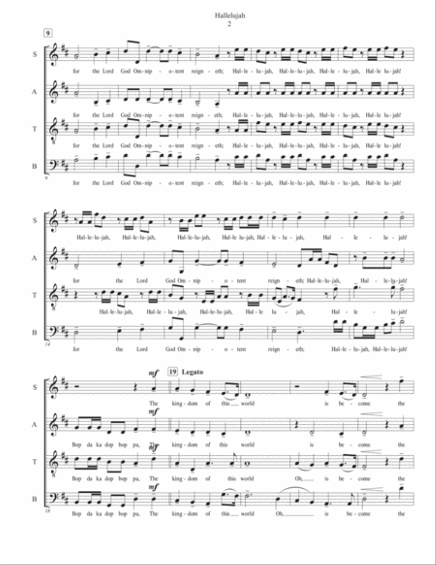 Hallelujah from Messiah - SATB Acappella 4-Part scores gallery preview page 2