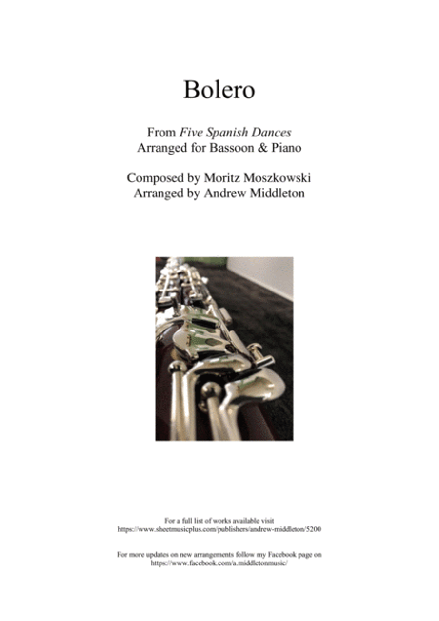 Bolero from Five Spanish Dances arranged for Bassoon and Piano Bassoon Solo scores gallery preview page 1
