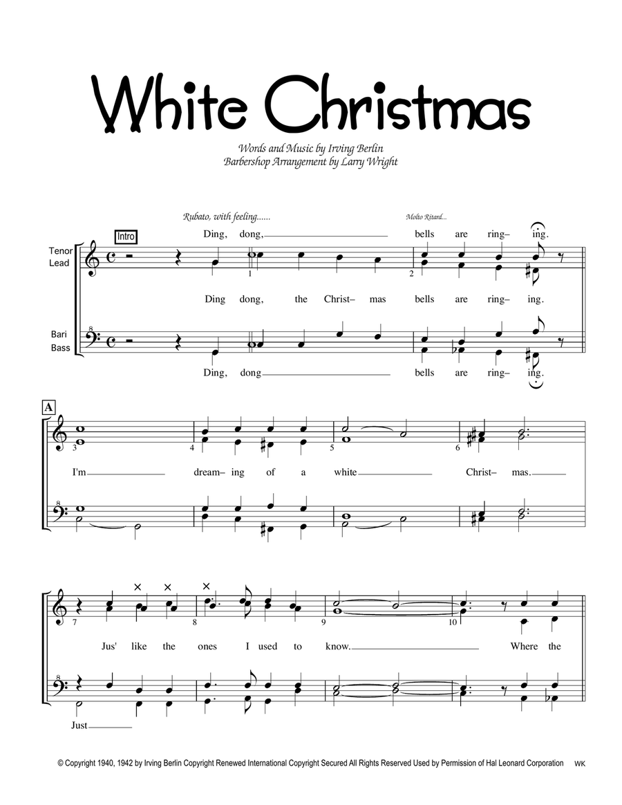 White Christmas 4-Part scores gallery preview page 1