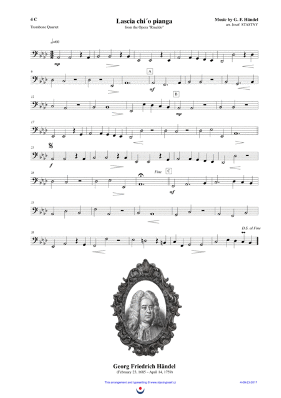 Lascia ch´io pianga (Handel) Brass Ensemble scores gallery preview page 6