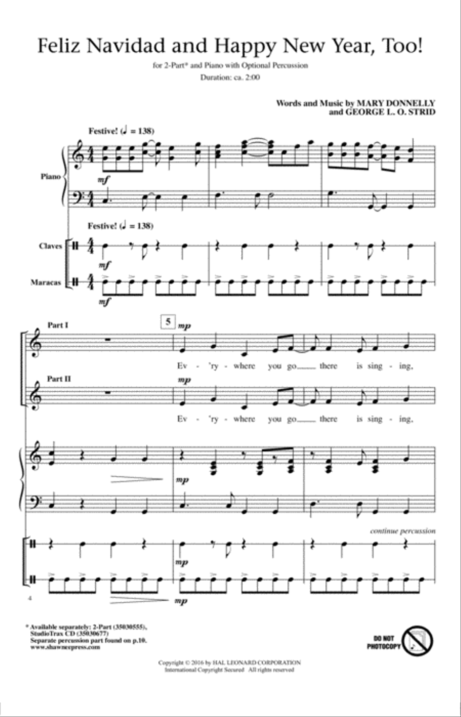 Feliz Navidad And Happy New Year, Too! 2-Part scores gallery preview page 1