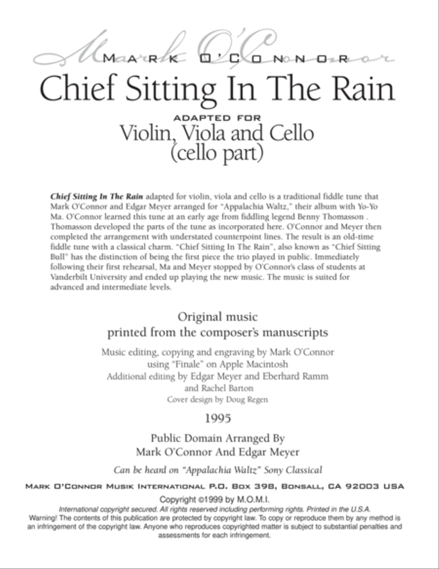 Chief Sitting In The Rain (cello part - vln, vla, cel) String Trio scores gallery preview page 3