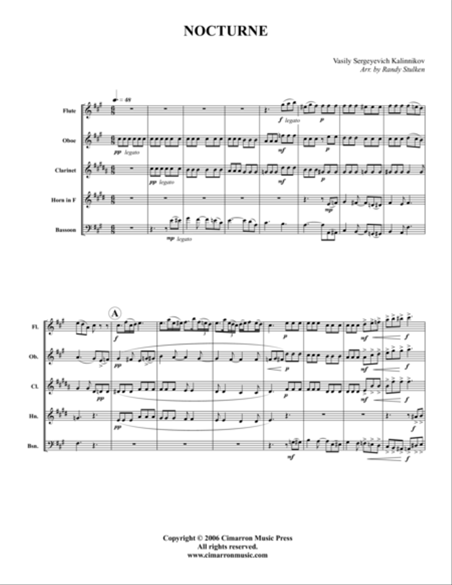 Nocturne Woodwind Quintet scores gallery preview page 1