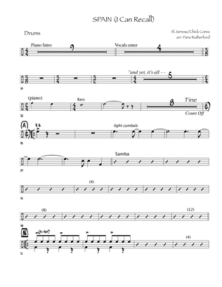 (I Can Recall) Spain (arr. Paris Rutherford) - Drums
