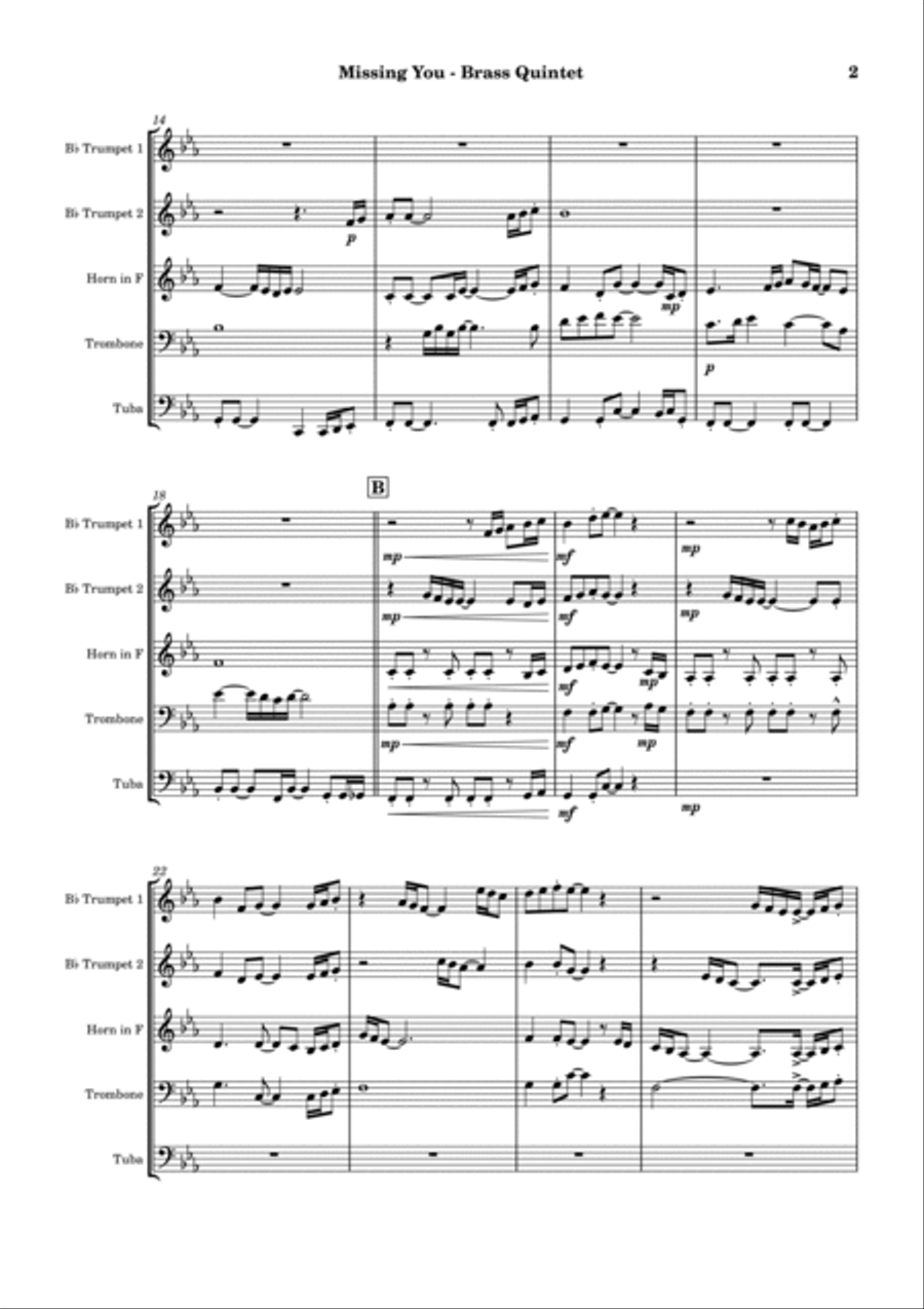 Missing You Brass Ensemble scores gallery preview page 4