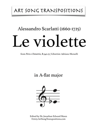 Book cover for SCARLATTI: Le violette (transposed to A-flat major)