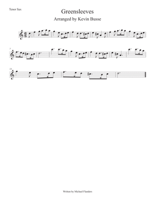 Greensleeves (Easy key of C) Tenor Sax