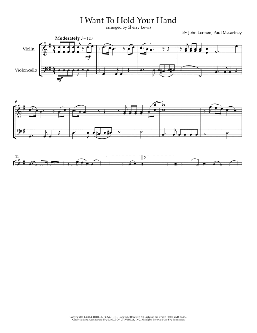 I Want To Hold Your Hand I Want To Hold Your Hand String Duet scores gallery preview page 1