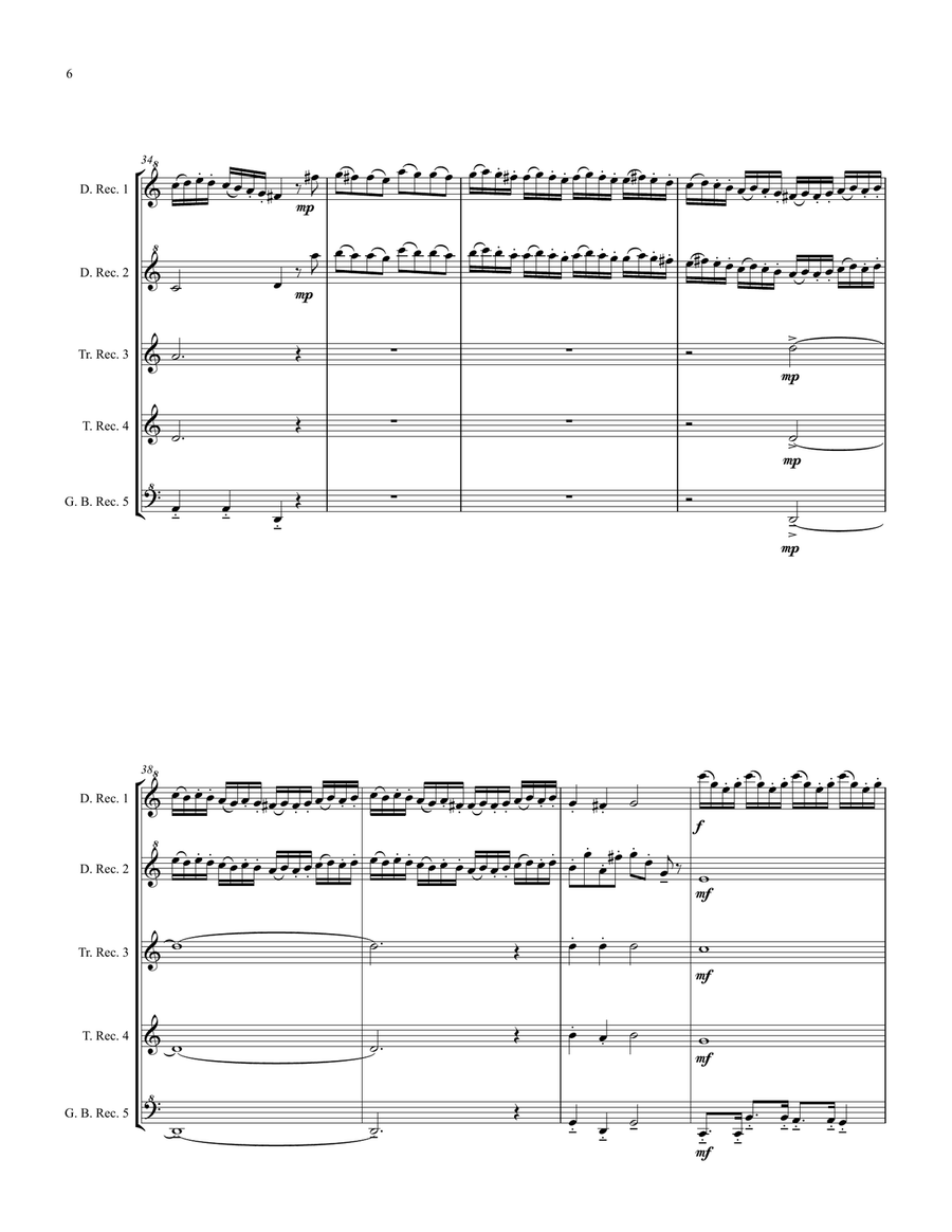 The Arrival of the Queen of Sheba for Recorder Consort/Quintet Woodwind Ensemble scores gallery preview page 6