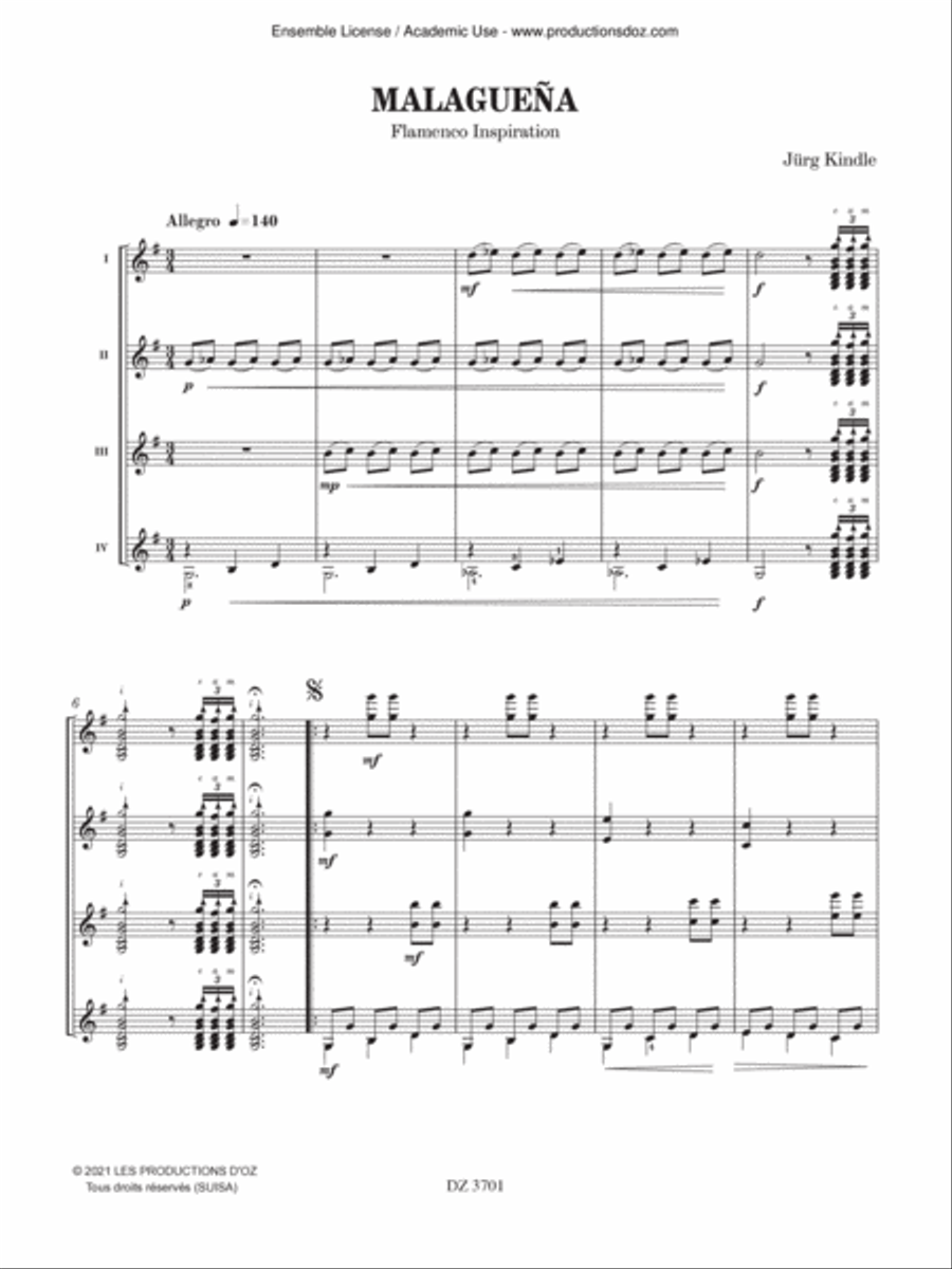 Flamenco Inspiration - Malagueña Guitar Ensemble scores gallery preview page 3