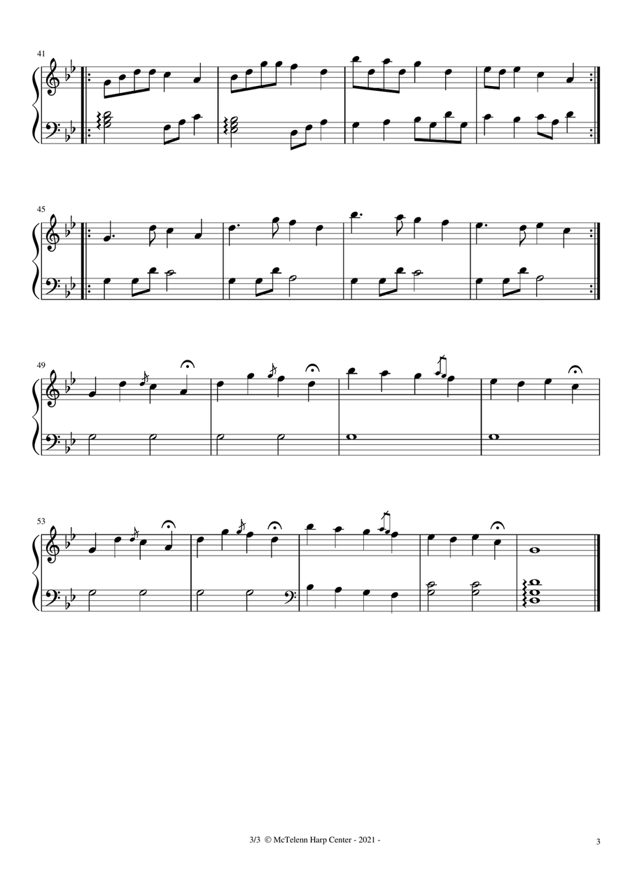 Pais Dinogad - Medieval Welsh Lullaby - beginner & 27 String Harp | McTelenn Harp Center Celtic Harp scores gallery preview page 4