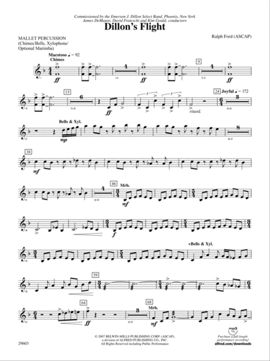 Dillon's Flight: Mallets Concert Band scores gallery preview page 1