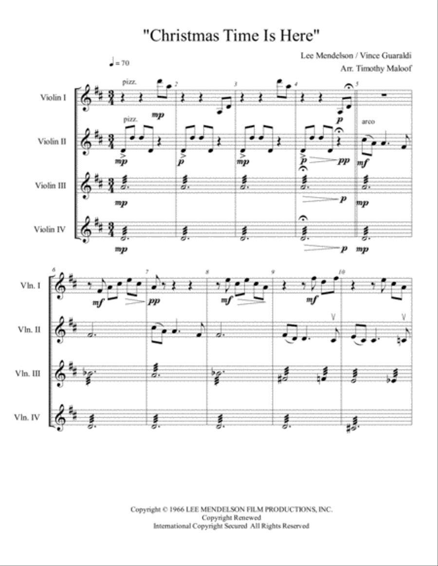 Christmas Time Is Here Christmas Time Is Here Violin Solo scores gallery preview page 1