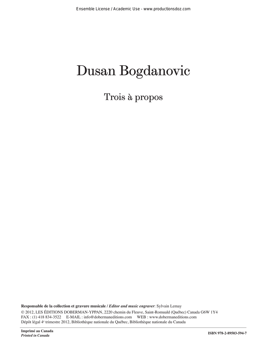 Trois à propos