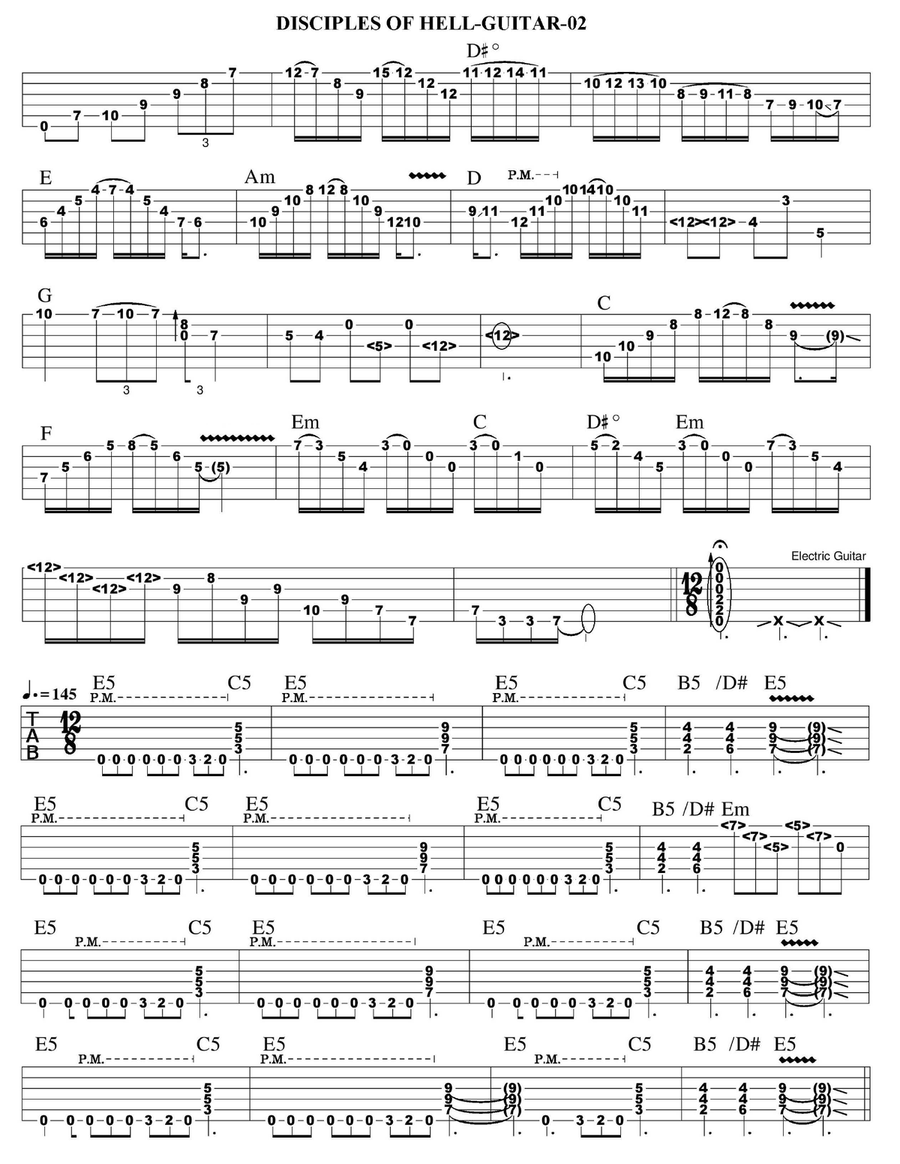 Disciples Of Hell Electric Guitar scores gallery preview page 2