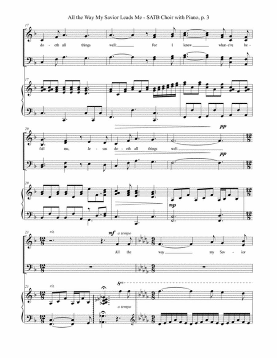 ALL THE WAY MY SAVIOR LEADS ME (SATB Choir with Piano - Octavo plus Choir Part included) image number null