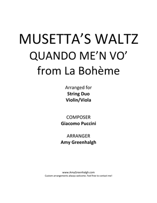 Musetta's Waltz - Quando me'n vo' - from La Bohème